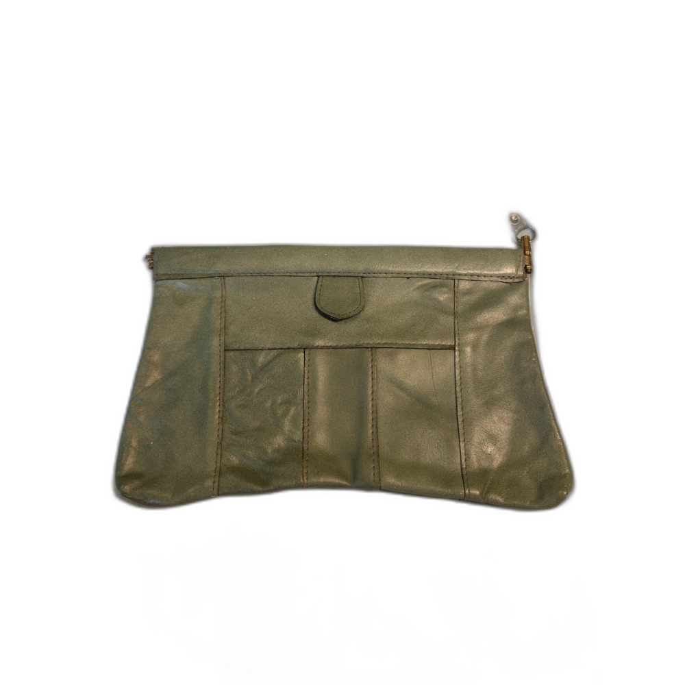 Vintage Green Genuine Leather Wristlet Clutch Organizer Pouch Multi Pocket